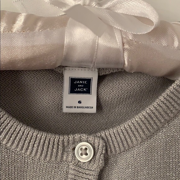 Janie and Jack Silver Cardigan w/Bow Detail - Picture 5 of 5